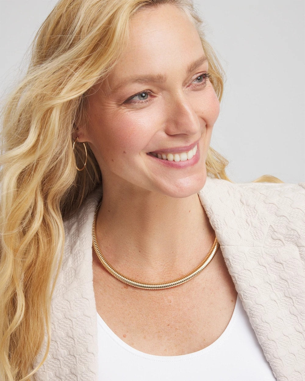 Chico's Mixed Metal Link Triple-Strand Necklace Mixed Metals