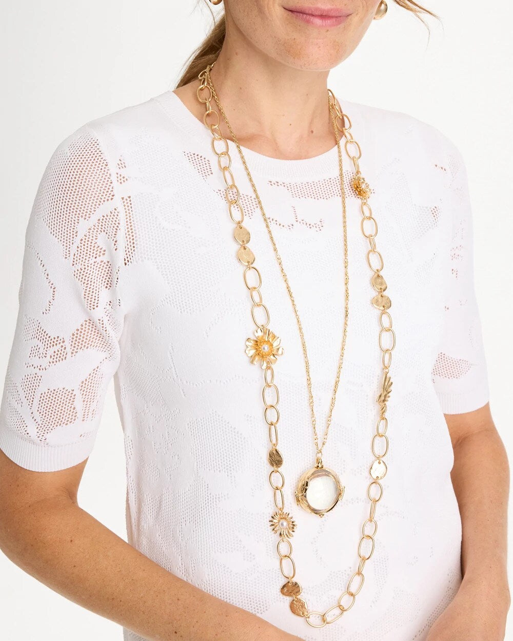 Chico's Butterfly Wing Monocle Necklace Gold