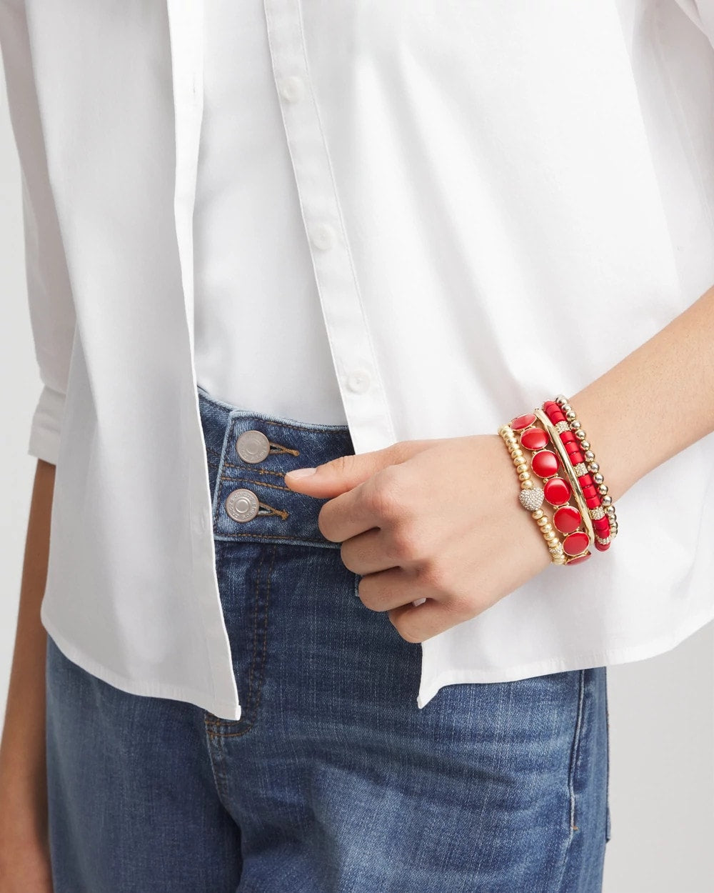 Chico's Gold Heart Stretch Bracelet Gold
