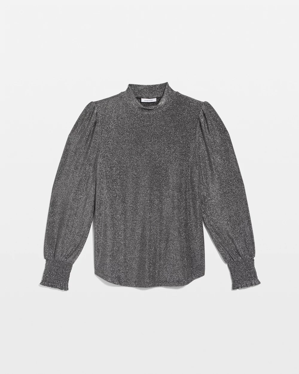 Chico's Sparkle Smocked Top Silver Glitter
