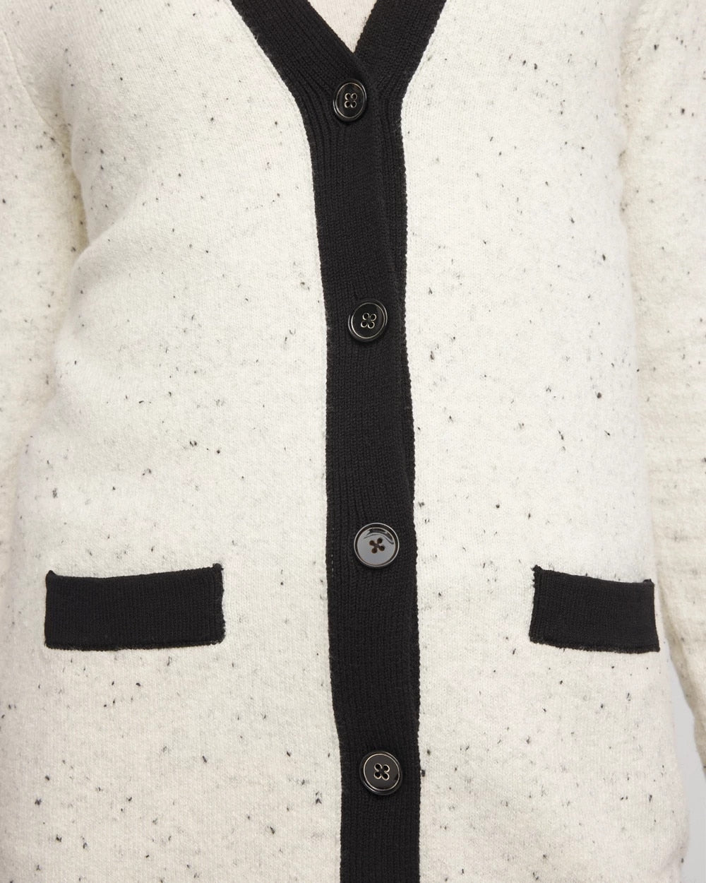 Chico's Tipped Lady Jacket Cardigan English Cream