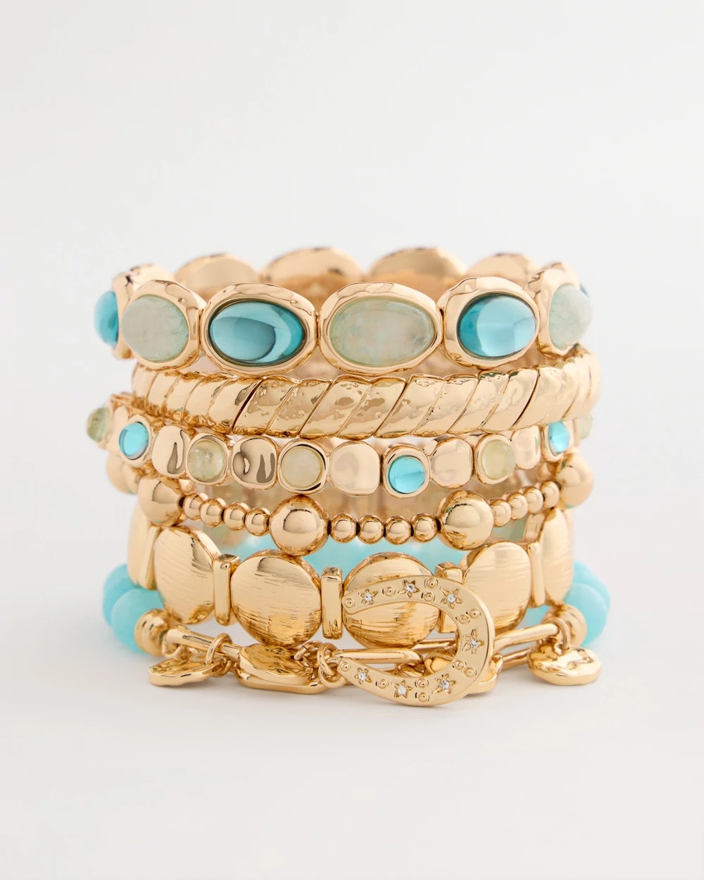 Chico's Quartz Stone Large Stretch Bracelet Light Blue