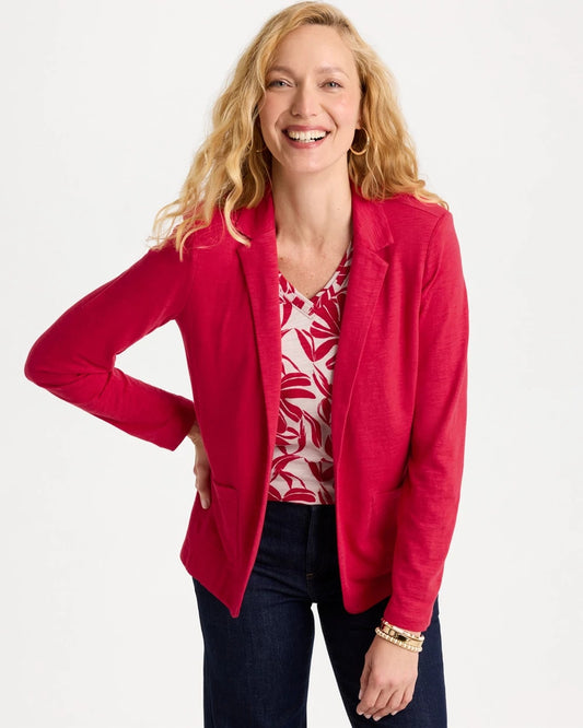 Chico's Slub Knit Blazer Cherry Lush