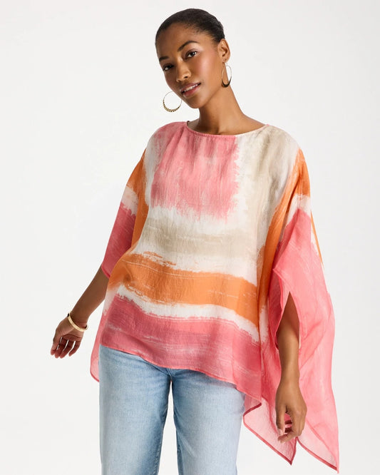 Chico's Printed Poncho Coral