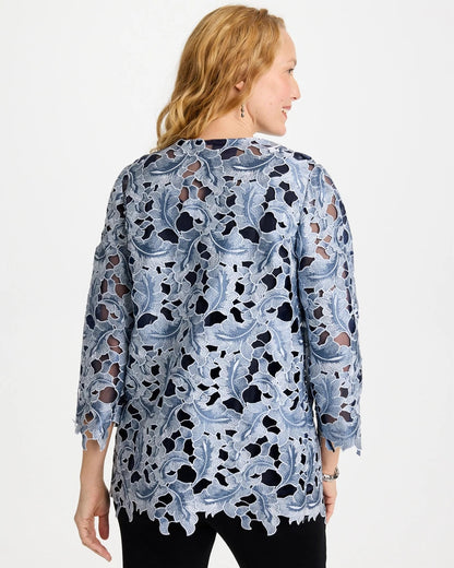 Chico's Travelers™ Collection Contrast Lined Lace Jacket Travelers India Ink