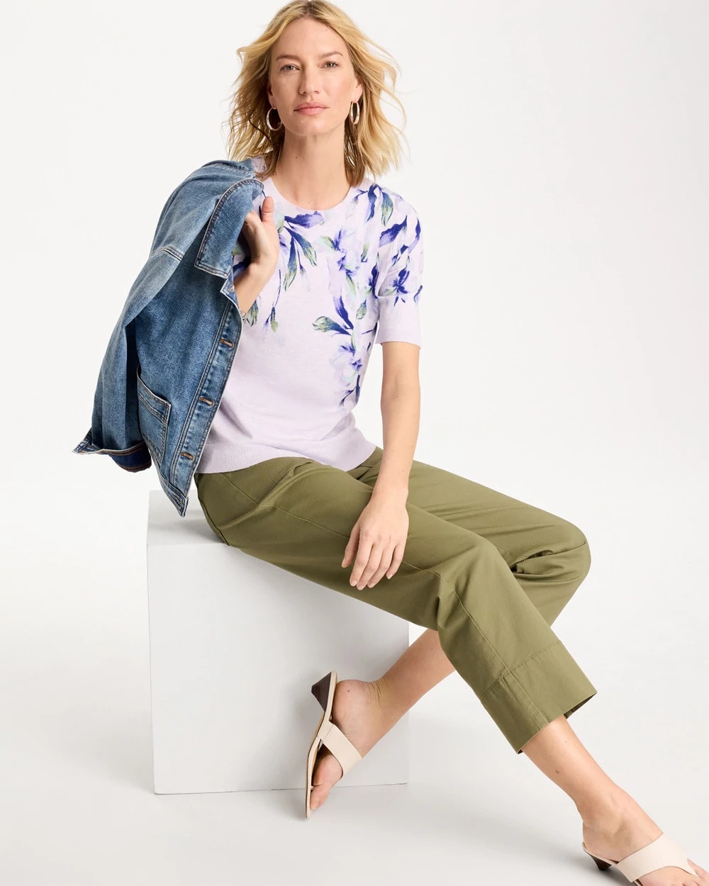 Chico's Ella Short-Sleeve Orchid Sweater Orchid Mist