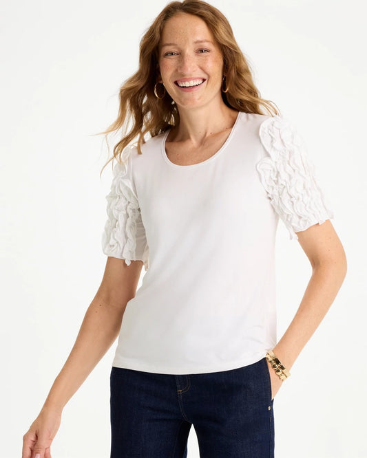 Chico's Knit 3D Sleeve Tee Alabaster