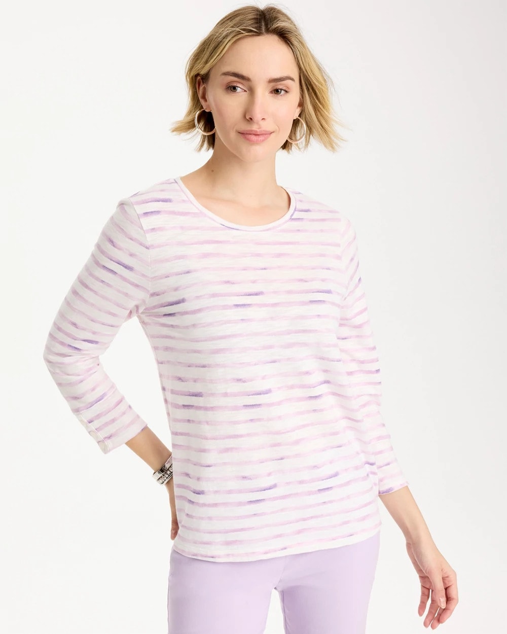 Chico's Palermo Cotton Slub Tee Pale Sweet Pea