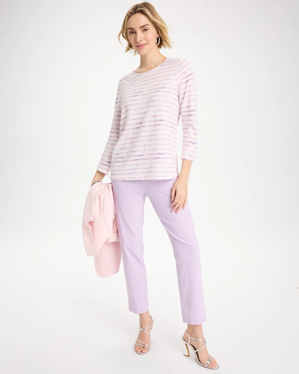 Chico's Palermo Cotton Slub Tee Pale Sweet Pea