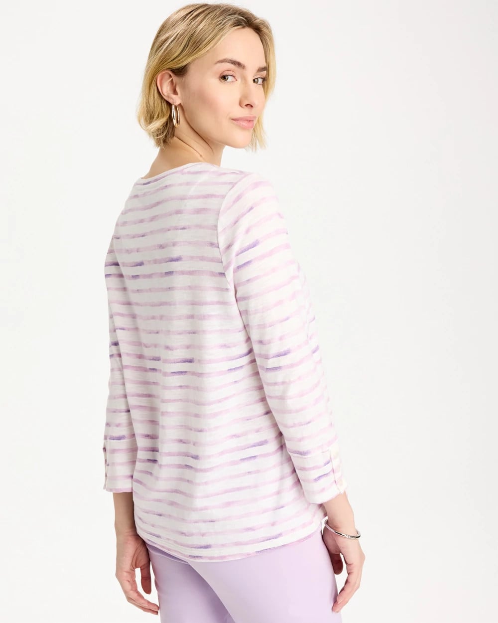 Chico's Palermo Cotton Slub Tee Pale Sweet Pea