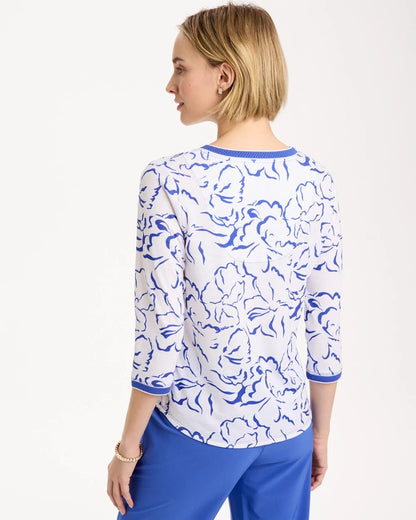 Chico's Zenergy® Slub Knit Mesh Trim Tee Amparo Blue