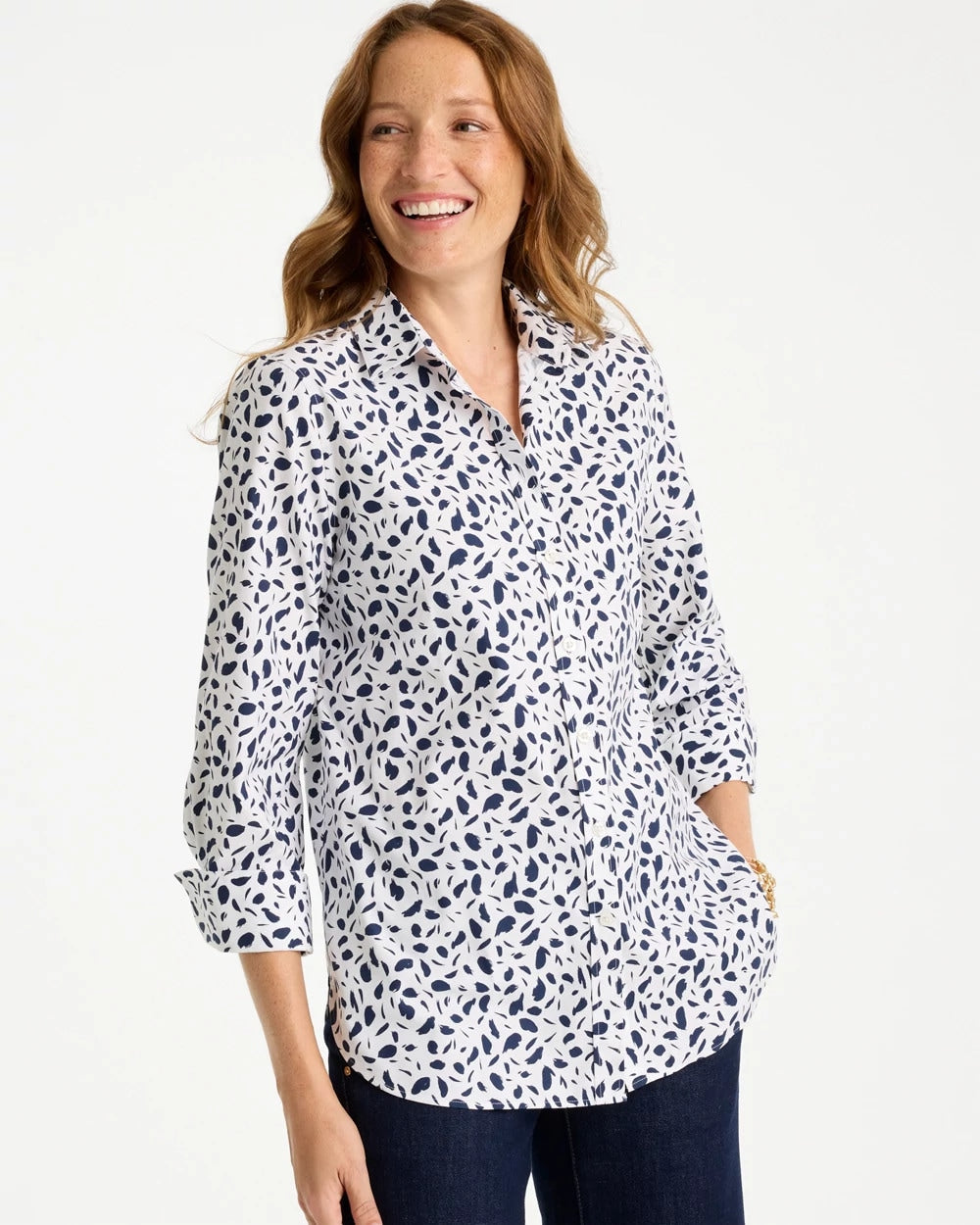 Chico's No Iron™ Stretch Printed Shirt Optic White