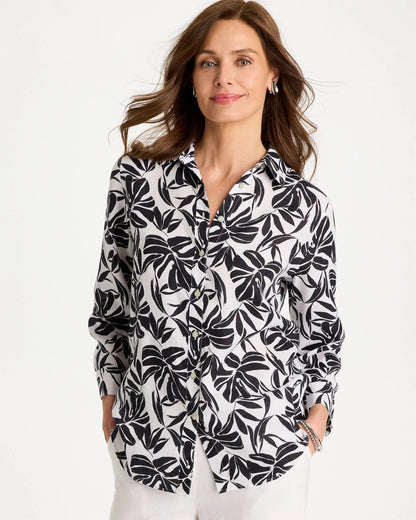 Chico's No Iron™ Linen Palm Shirt Black