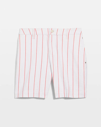 Chico's Striped Rivet Denim Trouser Shorts Calypso Coral