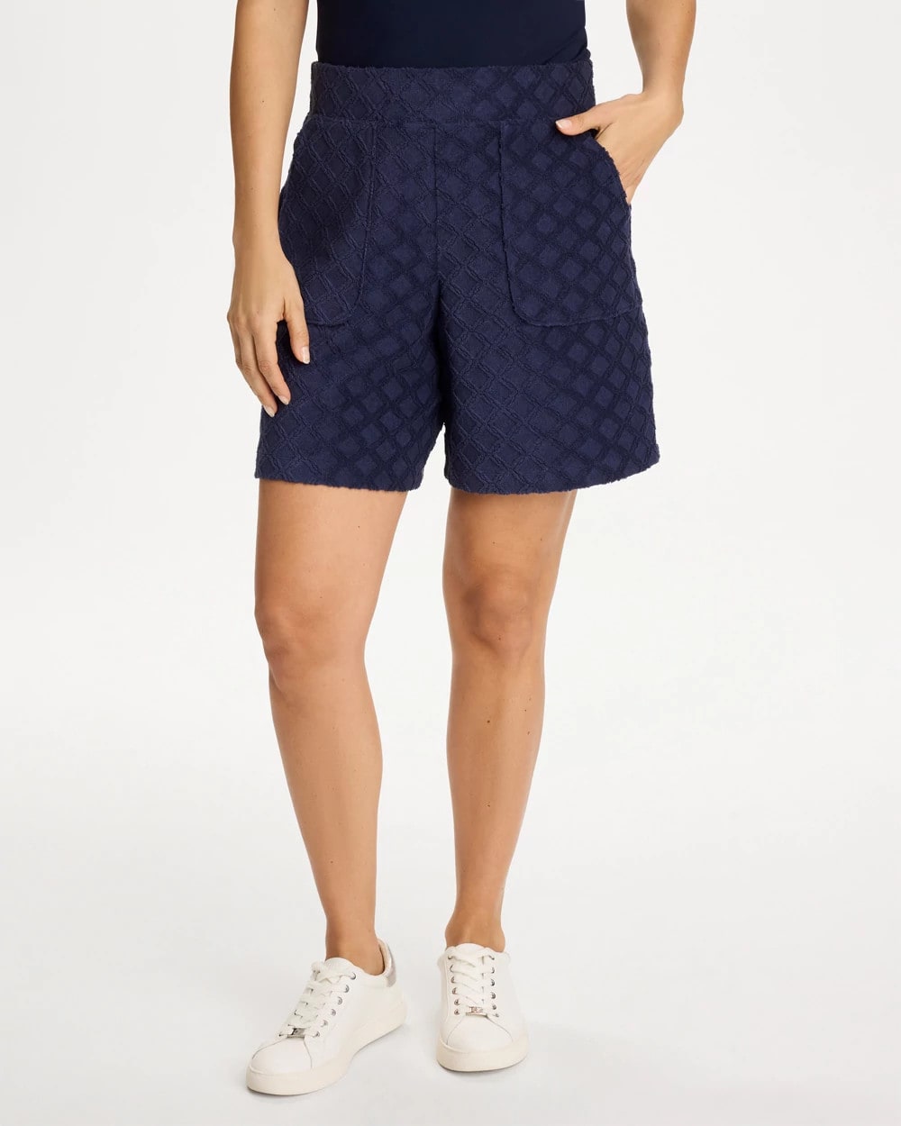 Chico's Zenergy® Terry Cloth Jacquard Shorts Passport Blue