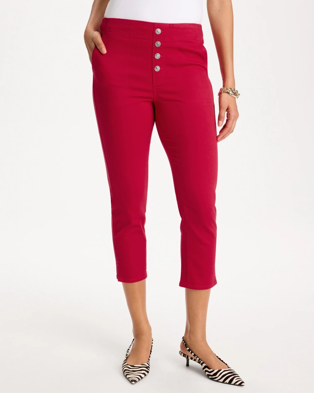 Chico's Pull-On Capri Jeans Cherry Lush