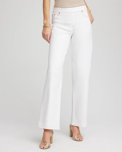 Chico's Seeded Pull-On Wide-Leg Jeans Natural Seeded