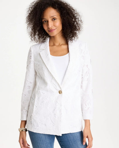 Chico's Classic Lace Blazer Alabaster