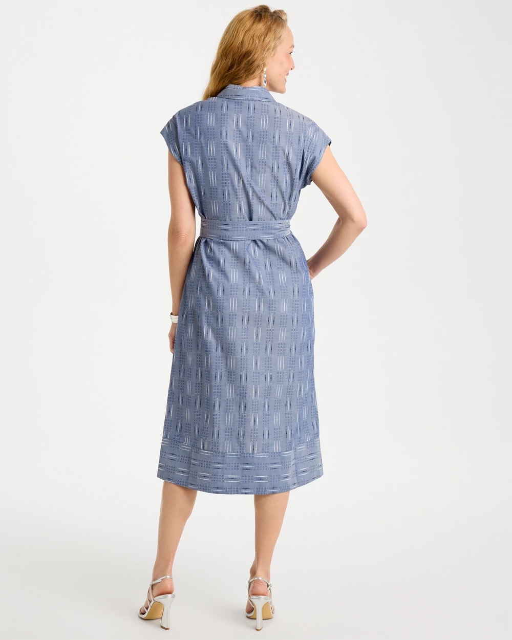Chico's Clip Jacquard Denim Shirtdress Blue