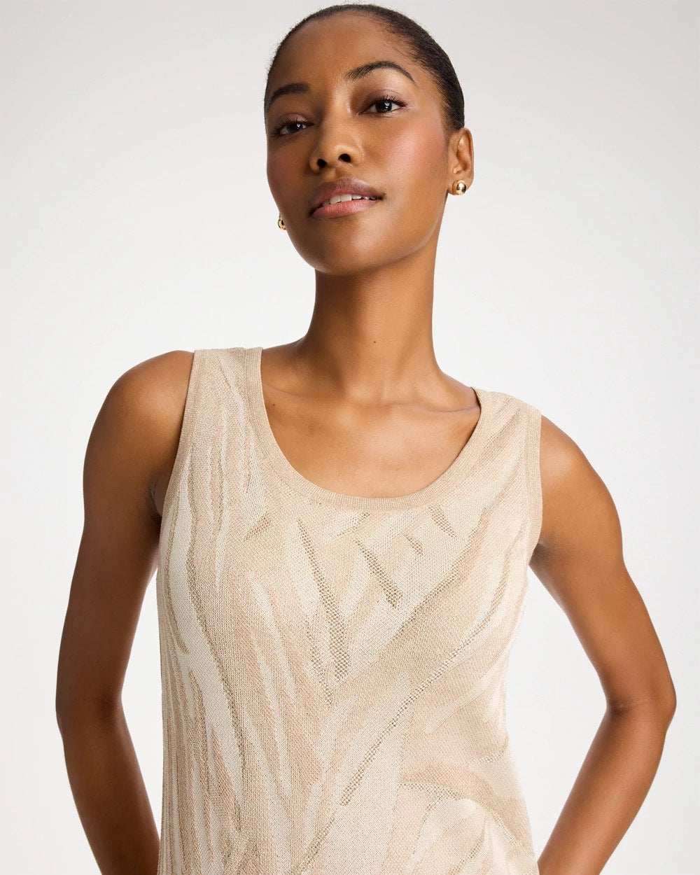 Chico's Knit Printed Sweater Dress Gold
