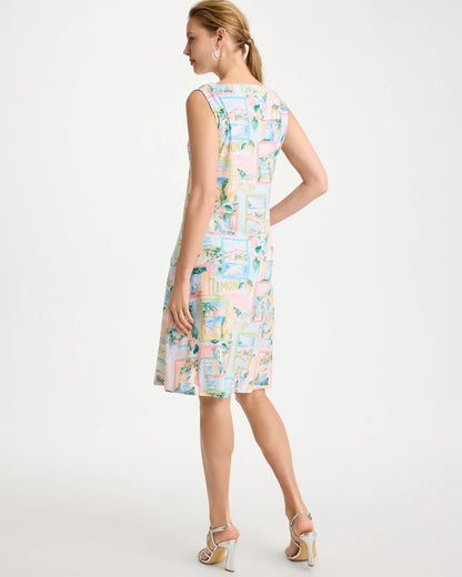 Chico's Jersey Knit Positano Shift Dress Bondi Blue