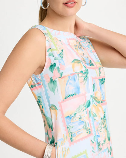 Chico's Jersey Knit Positano Shift Dress Bondi Blue