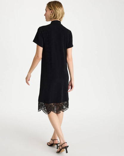 Chico's Travelers™ Lace Hem V-Neck Dress Travelers Black