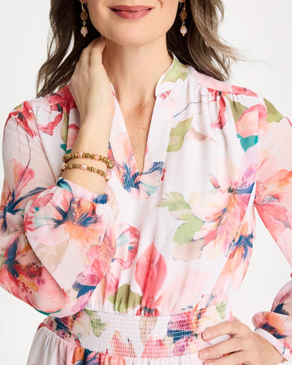 Chico's Georgette Trapunto Pullover Dress Calypso Coral