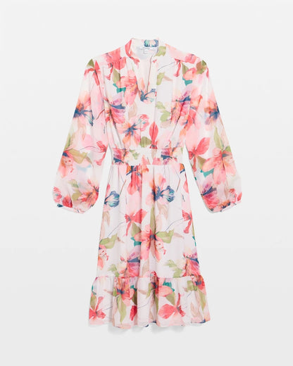 Chico's Georgette Trapunto Pullover Dress Calypso Coral