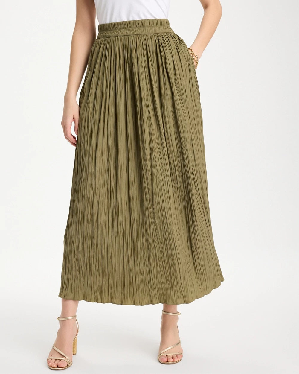 Chico's Sea Island Pull-On Maxi Skirt Lichen