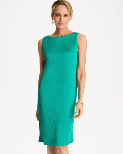 Chico's Travelers™ Crinkled Satin Tank Dress Topanga Green