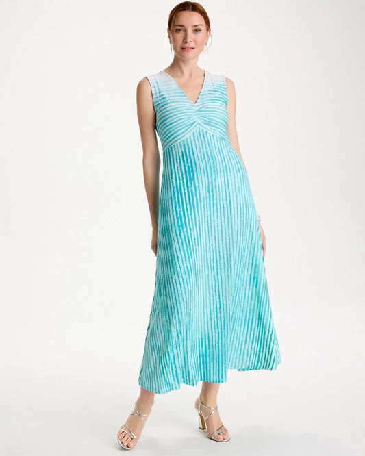 Chico's Ombre Coastal Striped Knit Dress Bondi Blue
