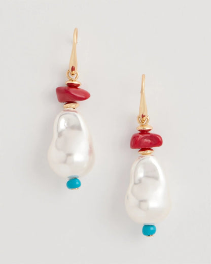 Chico's Beaded Linear Drop Earrings Multi