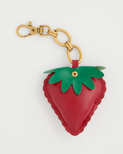 Chico's Faux Leather Strawberry Bag Charm Key Chain Red