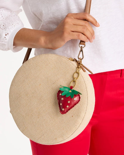 Chico's Faux Leather Strawberry Bag Charm Key Chain Red