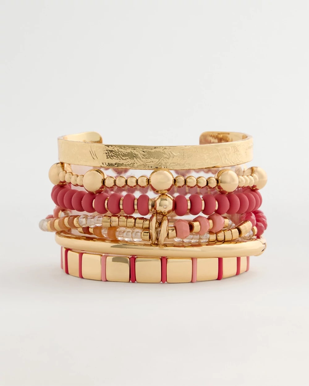 Chico's Glam Goldtone Slice Stretch Bracelet Coral