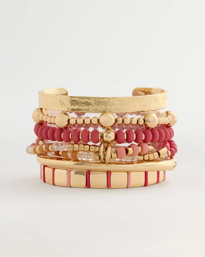Chico's Glam Goldtone Slice Stretch Bracelet Coral