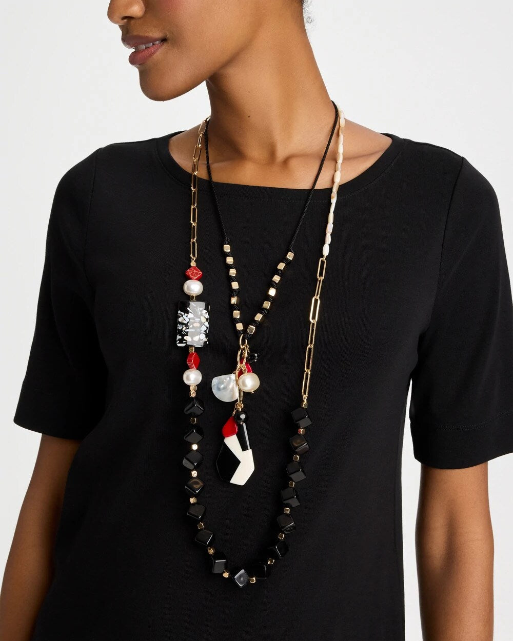 Chico's Corded Short Pendant Necklace Multi