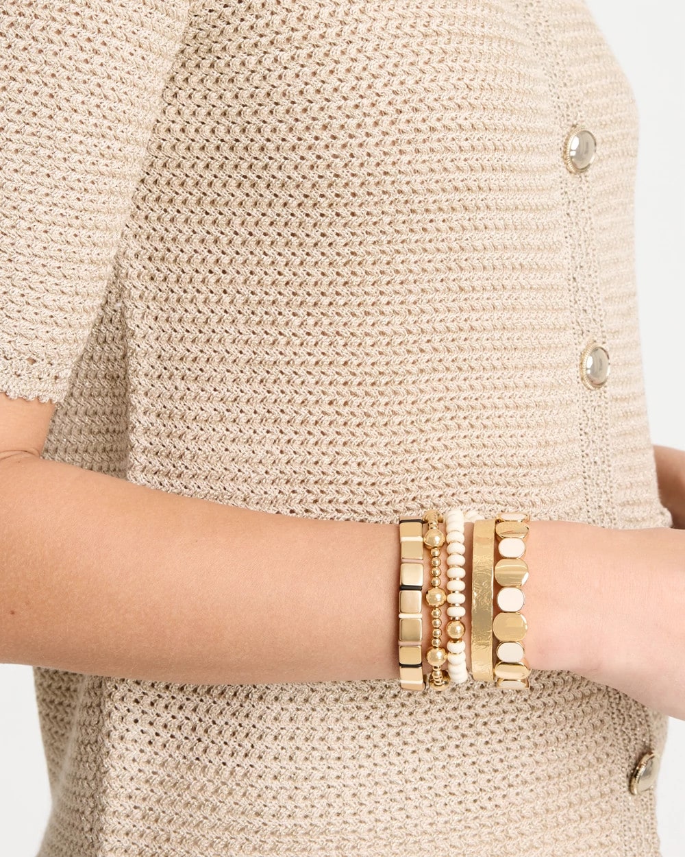 Chico's White Resin Glam Stretch Bracelet White