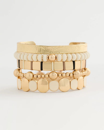 Chico's Neutral Round Stretch Bracelet White