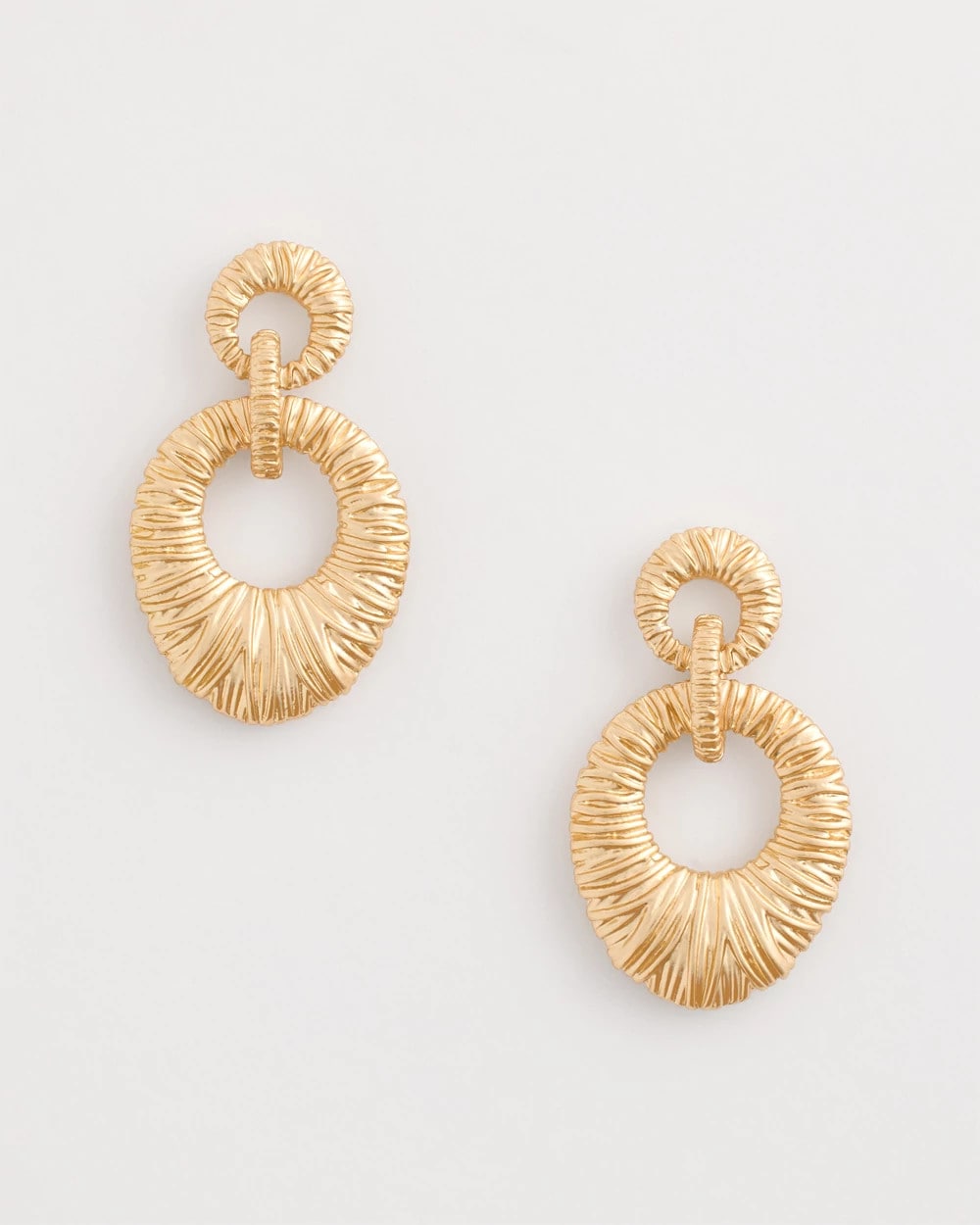 Chico's Crinkle Goldtone Doorknocker Earrings Gold