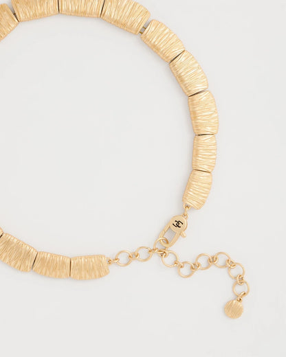 Chico's Crinkle Goldtone Collar Necklace Gold