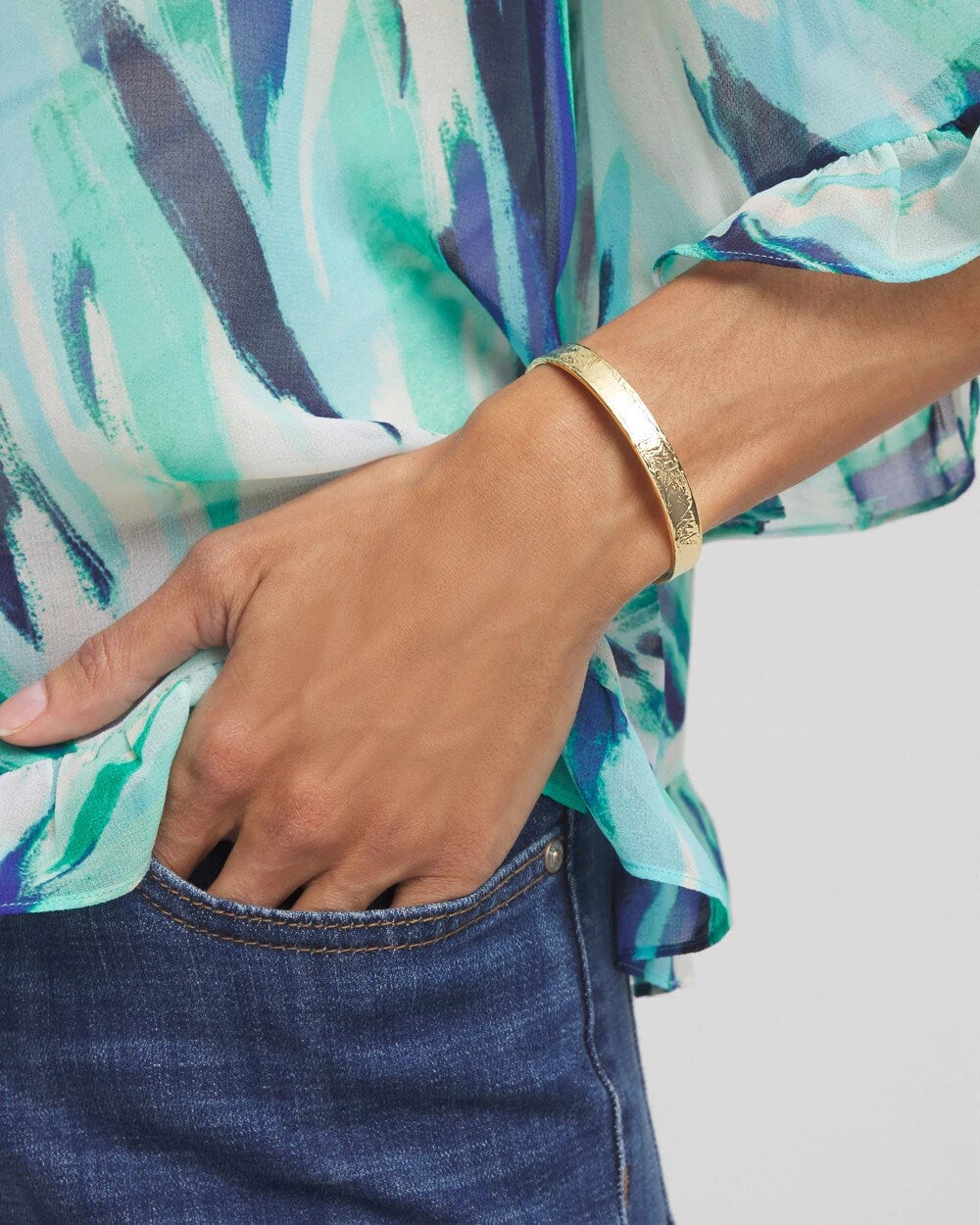 Chico's Goldtone Flexible Cuff Bracelet Gold