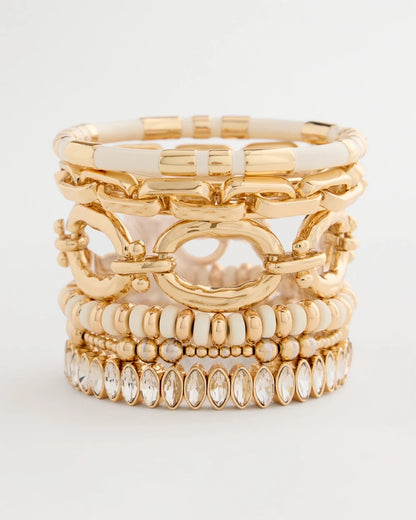 Chico's White Gold Slice Stretch Bracelet White