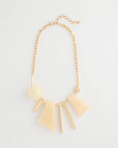 Chico's Faux Horn Geo Bib Necklace Neutral