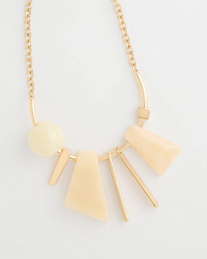 Chico's Faux Horn Geo Bib Necklace Neutral