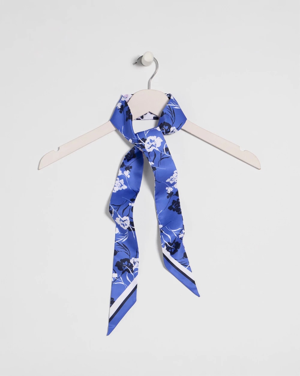 Chico's Dutch Floral Polka-Dot Skinny Scarf Amparo Blue