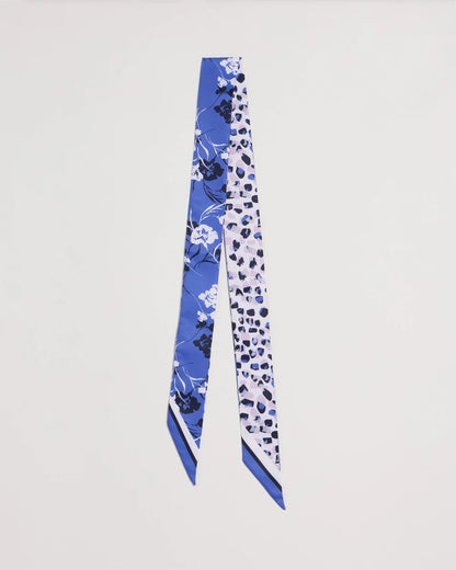 Chico's Dutch Floral Polka-Dot Skinny Scarf Amparo Blue