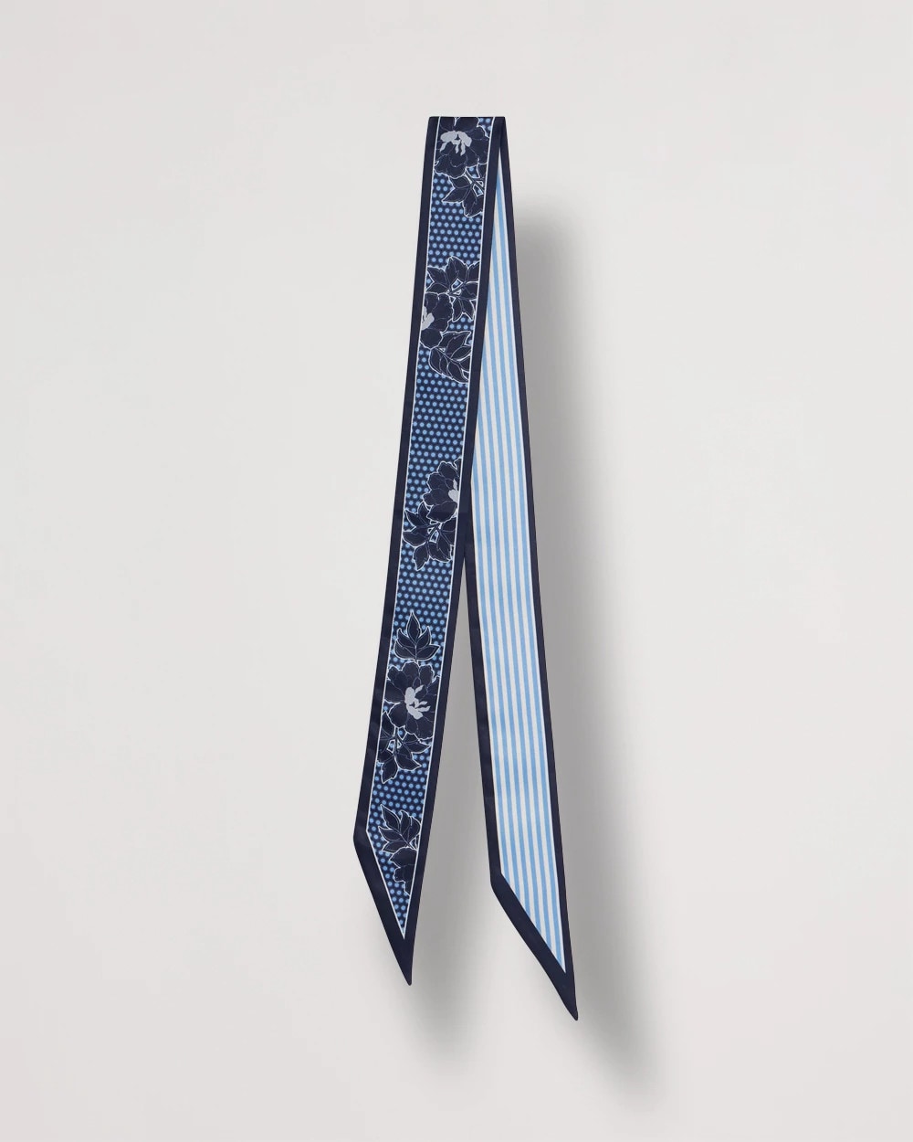 Chico's Ikebana Printed Skinny Scarf Passport Blue