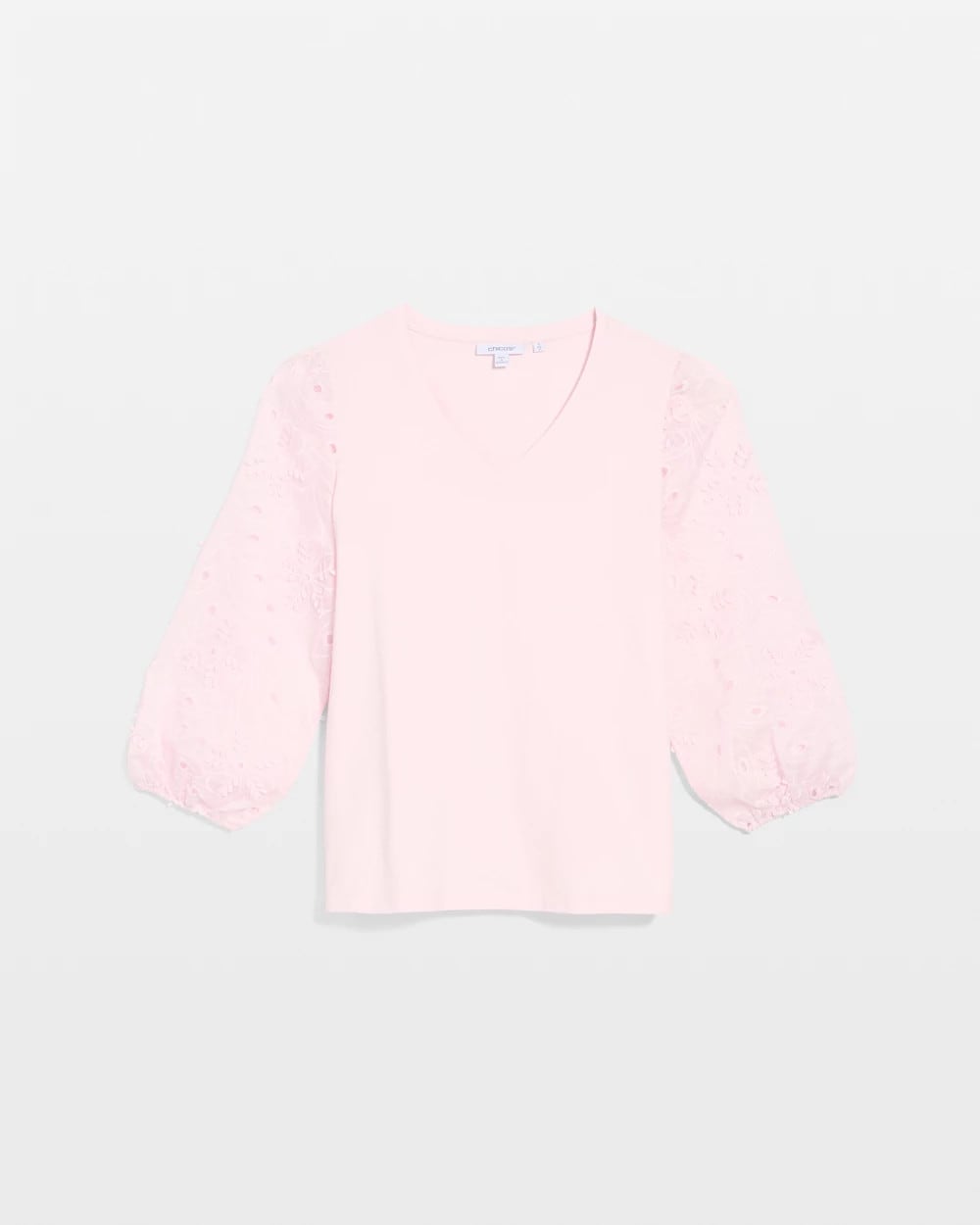 Chico's Floral Eyelet Sleeve Tee Sweet Blossom